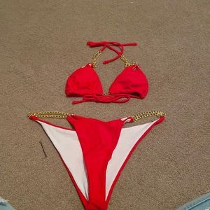 Red Chained Bikini set